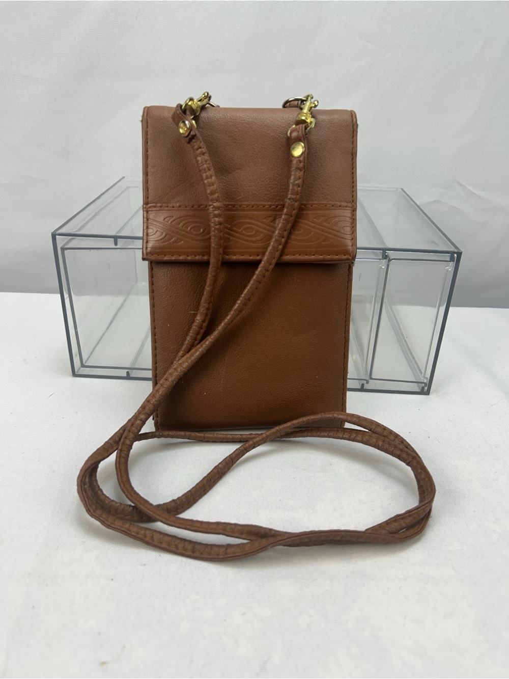 Classic Brown Leather Crossbody Phone Bag - Unbranded